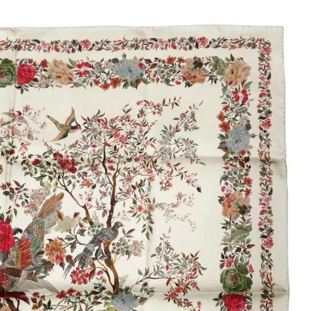 Dior Square Scarf Floral Pattern Beige 25 Jah090 Zkdo Accessories